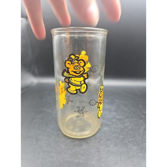 MUPPET BABIES JELLY JAR DRINKING GLASS Fozzy Bear 1989 Jim Henson Snowflakes - Picture 2 of 5